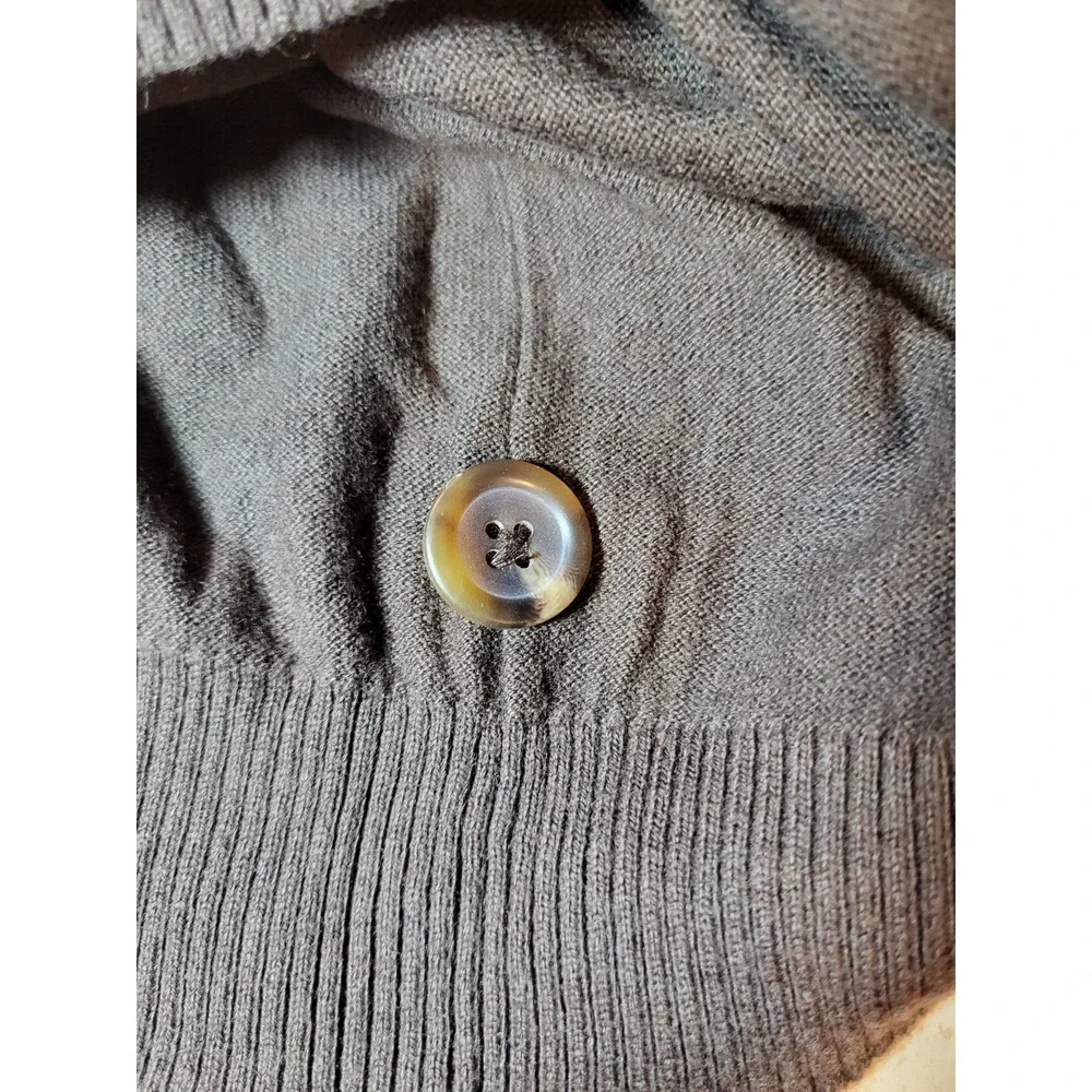 Banana Republic Brown Cashmere Blend Ribbed High Collar Button Front Sweater XXL